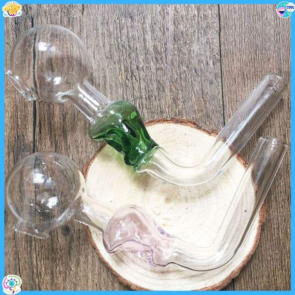 Cheap mini L shape Creative skull glass oil burner pipe colorful Hand Nail Tips Transparent smoking pipes for water oil burner pipes