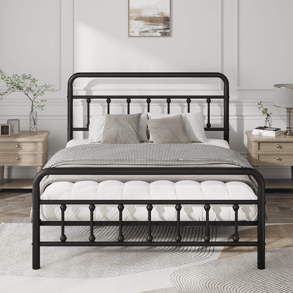 Metal Bed Frame Full Size Bed Frame with Headboard Structurally Stable Under Bed Storage