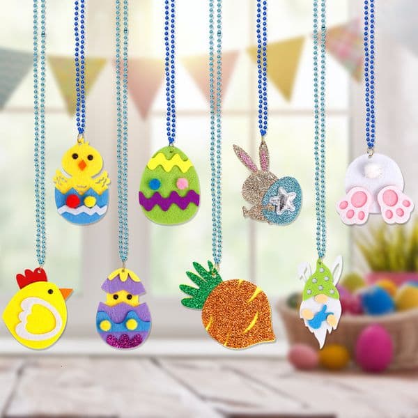 Cross-Border New European and American Easter Necklace Children's Spring Family Party Costume Bunny Egg Electroplated Bead Chain
