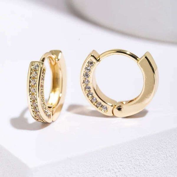 Fashion Three Sides Inlaid with Zircon Hoop for Women Punk Crystal Zirconia Cartilage Earrings Ear Buckle Jewelry
