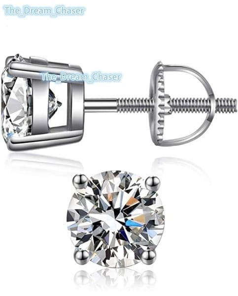 4mm-75mm Luxury 925 Sterling Silver Certified VVS Moissanite Diamond Stud Earrings Screw Back Design for Men and Women