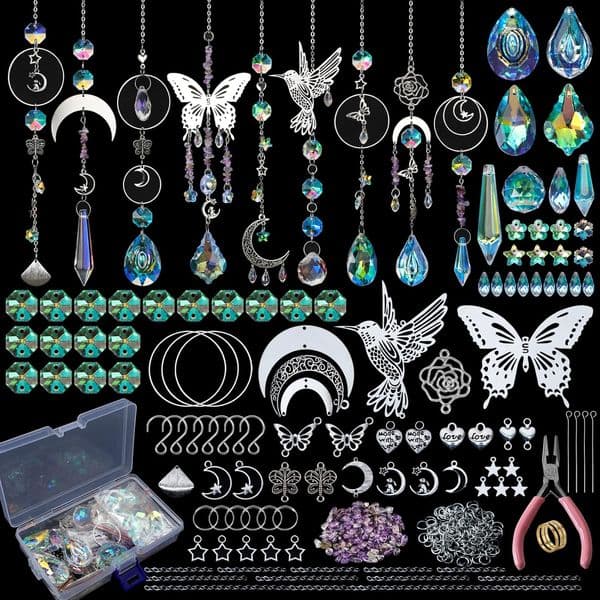 DIY Suncatchers, 400pcs Sun Catchers Making Supplies Kit Art and Crafts for Adults Hanging Prism Sun Catcher with Crystals Rainbow