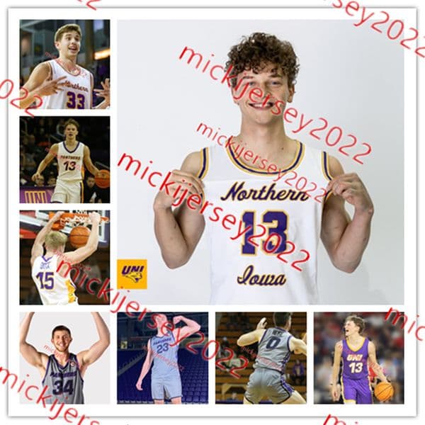 Bowen Born Michael Duax Northern Iowa Basketball Jersey Chase Courbat 22 Antwan Kimmons 23 Derek Krogmann Northern Iowa Panthers Jerseys Custom Stitched