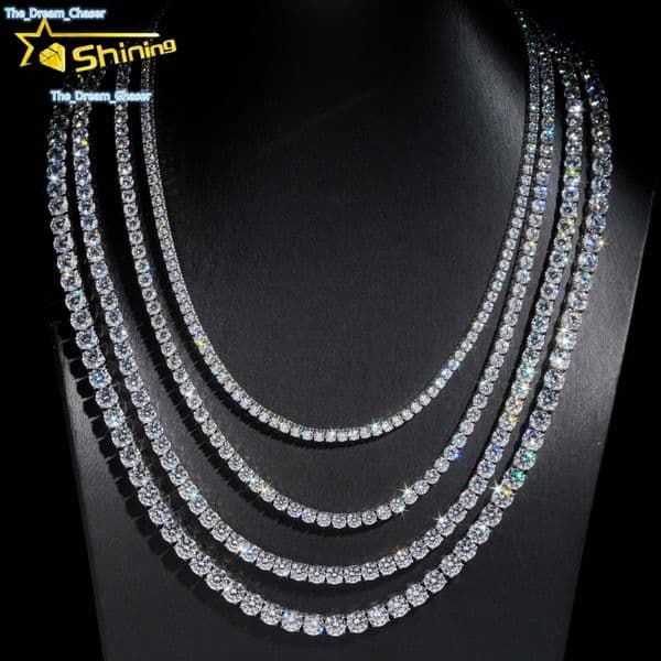 Factory Lowest Prices 3mm 4mm 5mm 6mm Wholesale 316L Stainless Steel Hip Hop Necklace 5A Moissanite Tennis Chains