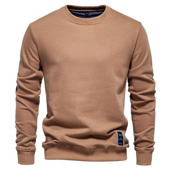 WOZK autumn new long sleeved solid color hoodie trend men's loose solid color round neck casual hoodie designer