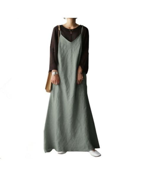 (1106) New Solid Color Sleeveless V-neck Plus Size Loose Swing Dress