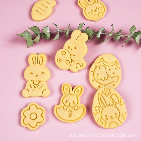 Rabbit Cute Cartoon Chick Egg Cookie Embossing Fondant Cutter Mold Easter