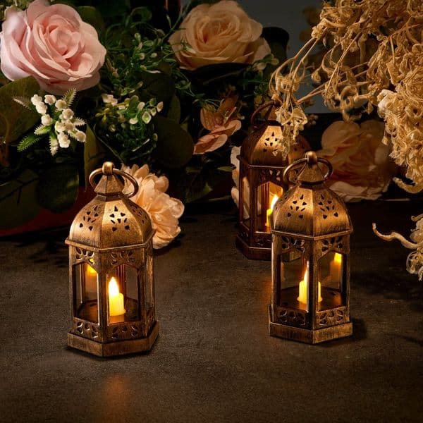 12 Pcs Decorative Candle Lantern, LED Electric Flameless Candle, Plastic LED Holder with Glass, Wall Hanging Indoor Porch Lanterns for Wedding Table Party Farmhouse