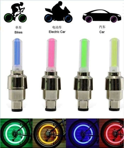 4 colors Firefly gas nozzle lights Spoke LED Wheel Valve Stem Cap Tire Motion Neon Light Lamp For Bike Bicycle Car Motorcycle lamp