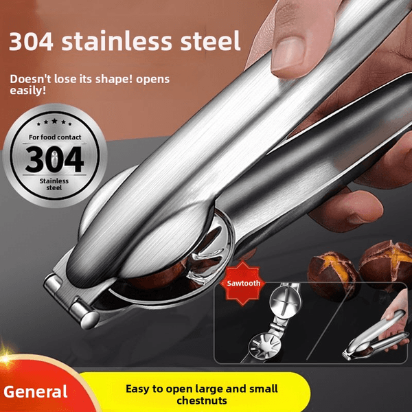 Other Kitchen Tools--304 Stainless Steel Serrated Chestnut Cracker, Multi-Function Nut Opener, Durable Thickened Food-Grade Kitchen Tool