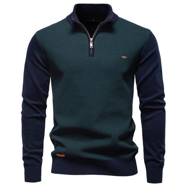 WOZK Autumn/Winter New Half Zipper Men's Stand up Collar Cotton Sweater European High Quality Business Casual Knitted Sweater for Men