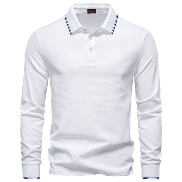WOZK autumn new men's long sleeved polo shirt, solid color men's top with lapel, versatile polo shirt for men