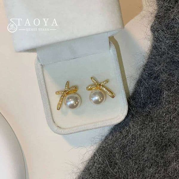 French Elegant Micro Set Zircon Gold Color BowKnot Pearl Pendant Earrings 2024 Fashion Jewelry set Luxury Accessories for Womens