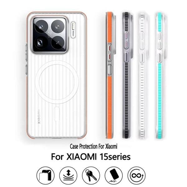 Anti-Fingerprints Magnetic Case For Xiaomi 15 14 Pro Mi 13Pro MagSafe Matte Clear Luggage Stripe Slim Phone Back Cover