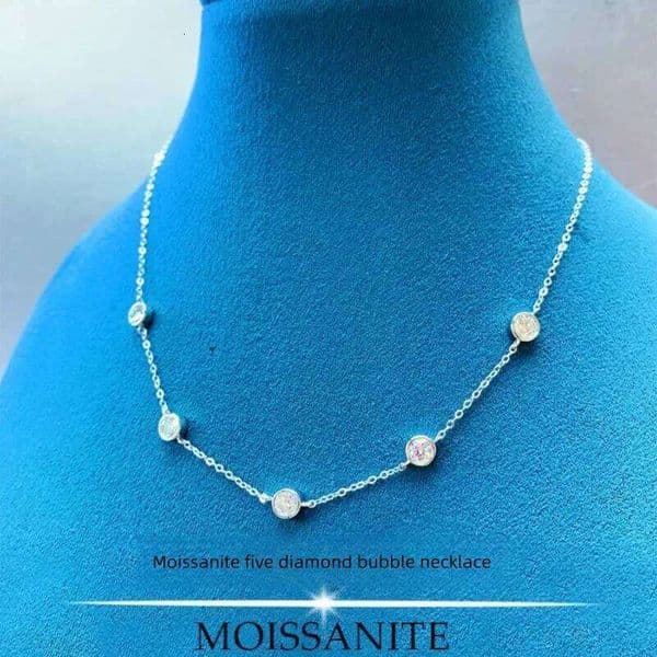 2.5ct Moissanite Tennis for Woman Wedding Jewely with Certificate 925 Sterling Sliver Plated 18k White Gold Necklace 7c2
