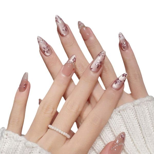 exquisite hand painted flower patterns customizable luxury nail decoration kits from factory
