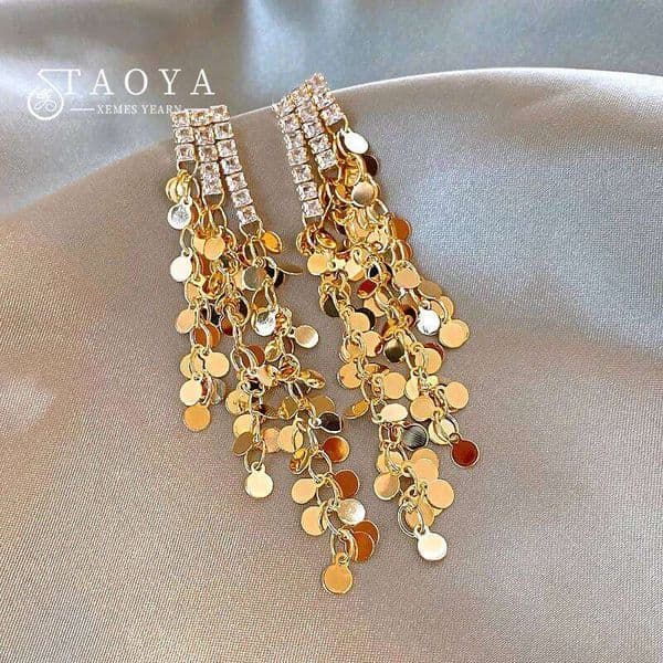 European and American Temperament Gold Colour Round Tassel Long Earrings 2025 New Design Jewelry For Women's Trendy Accessories