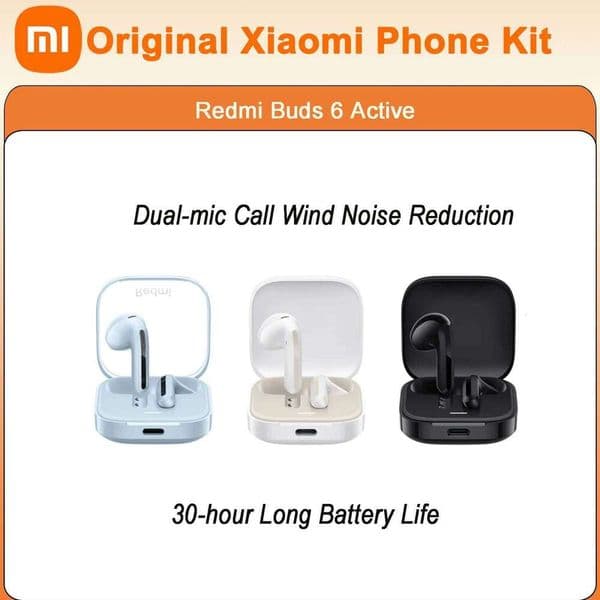 Xiaomi REDMI Buds6 Active Edition Redmi Wireless Bluetooth Headphones In-Ear Long Battery Life Call Noise Cancellation GEORGE ZEBRA
