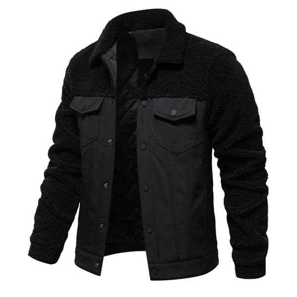 WOZK autumn and winter new men's spliced jacket casual high-quality men's lamb wool jacket jacket warm designer