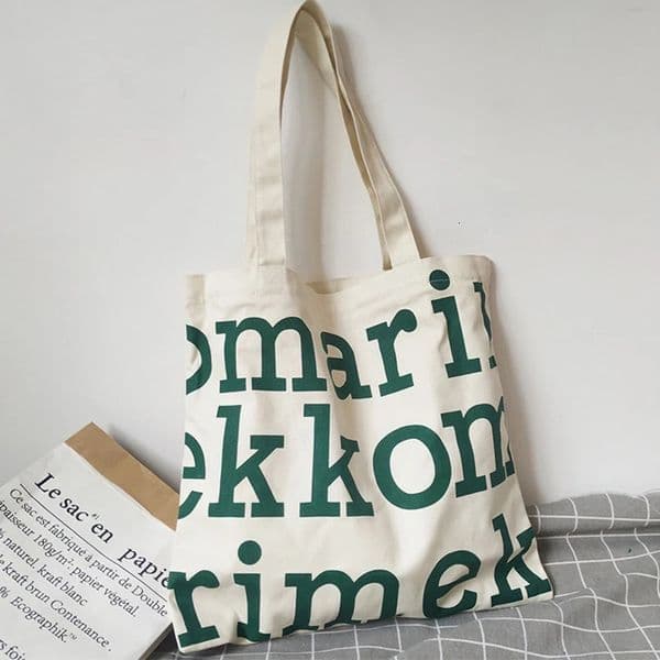 Womens Large Capacity Shoulder Bag - Canvas Harajuku Style with Letter Print and Zipper Closure 251225