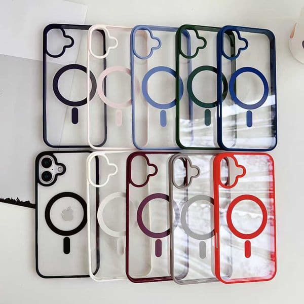 Transparent Magnetic Hard Colorful Phone case for iPhone 17 PRO MAX 16 15