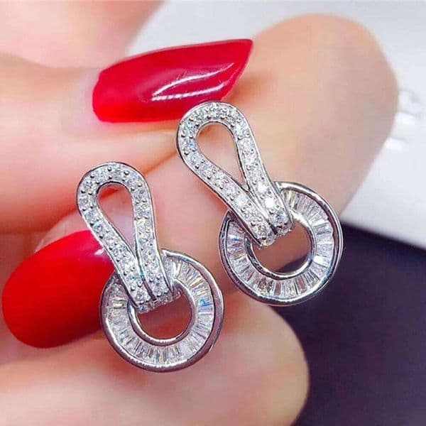 2024 New Luxury Halo silver color korean Earings for Women Anniversary Gift Jewelry Wholesale E6759