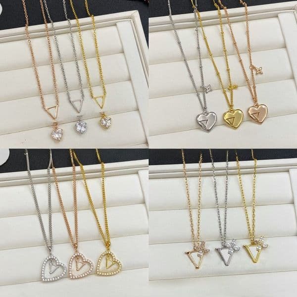 Designer Brand Luxury Women Classic Necklace Pendant Wedding Party Chain Jewelry Wholesale Gift