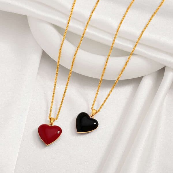 Simple Double-Sided Heart Pendant Necklace for Women, Collarbone High-End Niche Design, Elegant Neck Chain, Women's Accessories