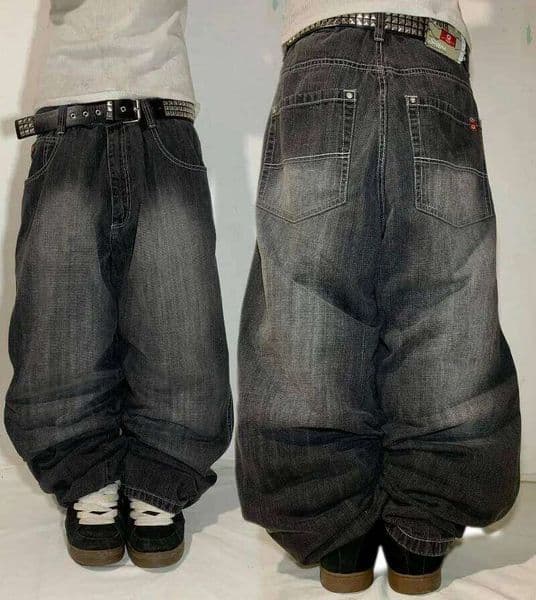 Gothic Fashion New Black Solid Color Washed Old Casual Jeans Men Y2K Streetwear Vintage Popular High Waist Baggy Wide-leg Pants