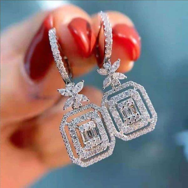 Moonso Products Luxury Rectangle Earrings for Women Anniversary Gift Jewelry Wholesale E1787