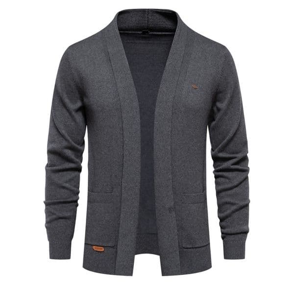 WOZK men's casual autumn cardigan sweater, high-quality business knit sweater, solid color men's top designer