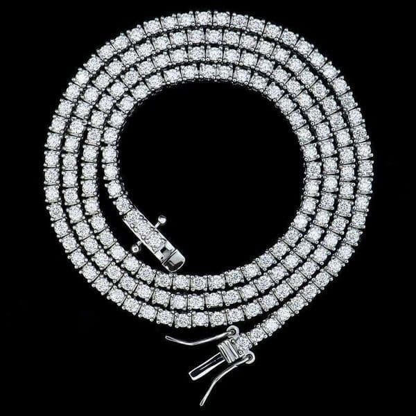 Custom Hiphop 2mm gra certified clustered sterg sier vvs1 dia moissanite mossanite jewelry tennis necklace chain A+ Free delivery