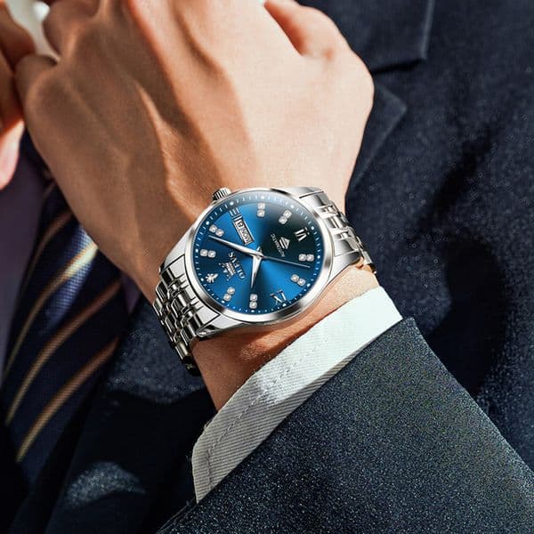 OLEVS Luxurious and elegant mechanical watch, fully automatic men's waterproof business dual calendar night light men's watch