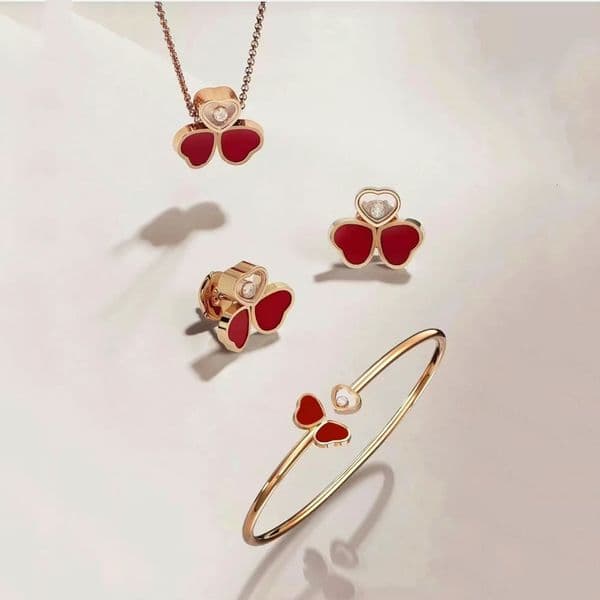 Luxury Brand Designer Jewelry Lucky Clover Necklace Three-Leaf Flower White Shell Plated 18K Rose Gold Happy Diamond Earrings Ring Bracelet Set For Women