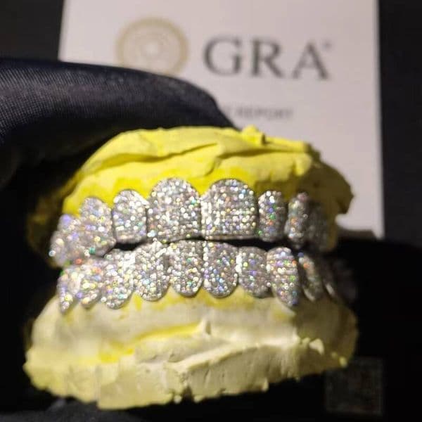 Custom Moissanite S925 Teeth Grillz Silver Diamond Bling Tooth Grills for Men Women High-End Jewelry Pass Test