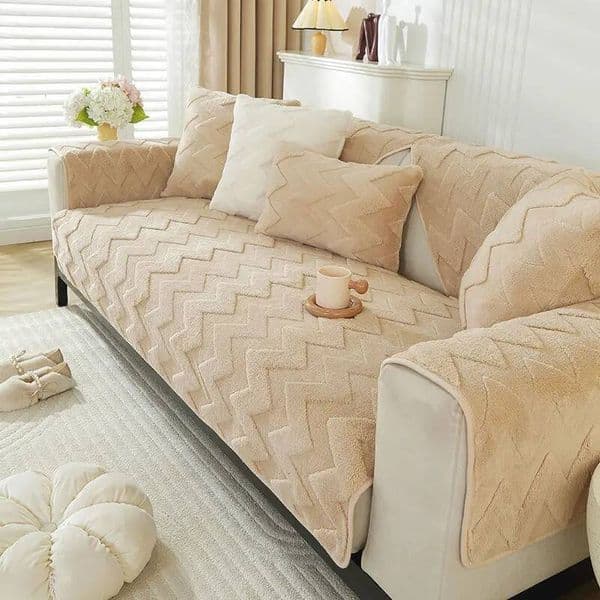 Bestseller Winter Warm Plush Cushion Rabbit Velvet Wave Sofa Covers Thicken Anti-slip Universal Couch Slipcovers for Living Room ddmytues