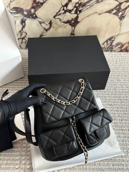 Shoulder backpacks for women luxury bag 23P duma mini backpack high quality designer bag flap bag double pocket calfskin leather fashion schoolbag chain bags