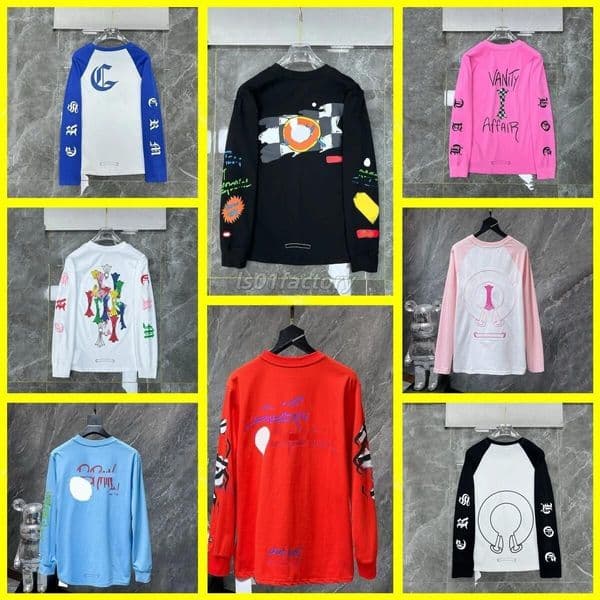 Chrome shirt Designer Men Women Horse Shoe Shirts Printed Spring Summer Fashionable Long Sleeved High Street Sanskrit Printed Sweatshirts chrome shirt cdf