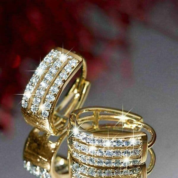 Huitan Exquisite Gold Color Hoop Earrings for Women Multi-layer Luxury Paved CZ Sparkling Female Ear Accessories Fashion Jewelry