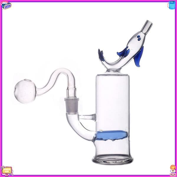 Newest USA Popular dolphin shape water oil burner pipe thick heady glass bongs pipes for smoking with dry herb bowl