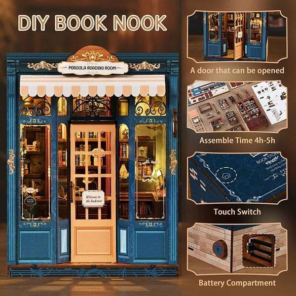 Bestseller 3D Book Nook Kit - DIY Craft House with Trellis, Reading Room, Wooden Model for Black Friday & Christmas Gifts ddmytues