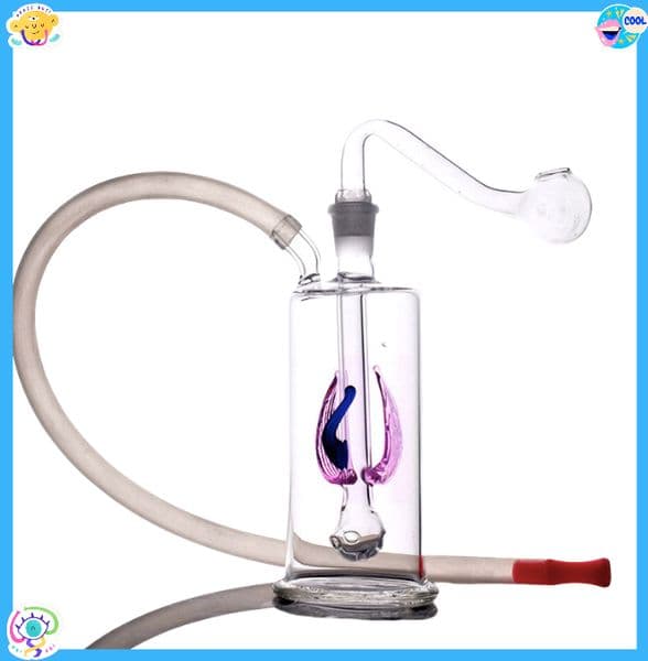 Wholesale mini 10mm female colorful flower water hookah glass oil burner bongs pipe with smoking oil bowl and silicone hose straw