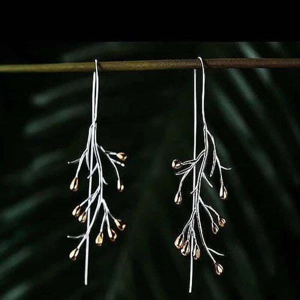 Huitan Unique Aesthetic Branch Design Hook Earrings for Women Romantic Wedding Party Engagement Daily Accessories Jewelry Gift