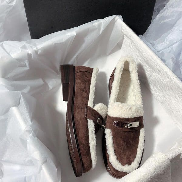 2025 New Fashionable Women's Wool Lined Shoes Designer Multi functional, Comfortable, Warm, Cute Style Thick Heel Shoes
