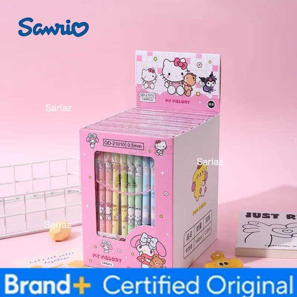 wholesale Sanrio 144pcs/Set Erasable Gel Anime Student Study Stationery Black Blue School Supplies Ballpoint Pen Kawaii Pens H251231