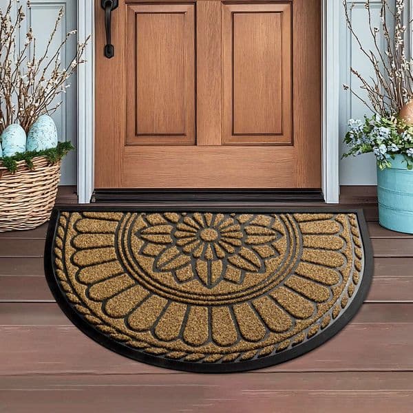 Wholesale European Style Entry Door Semi-Circular Rubber Dirt-Resistant Easy To Clean Carpet Home Entrance Non-Slip Mat B5