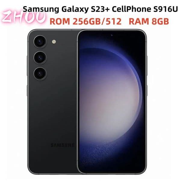 Refurbished Samsung Galaxy S23+ SM-S916U1 6.6 inches ROM 256GB/512 RAM 8GB Snapdragon 8 Gen 2 NFC Triple Rear Camera Octa Core Second hand Samsung 5G Cell Phone