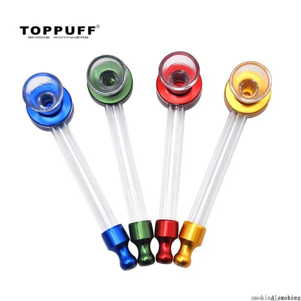 TOPPUFF Metal Glass Hand Pipe Mini Pipe Cheap Bongs Water Heady Pyrex Spoon Bowl Detachable Smoking Burner Tobacco DHL