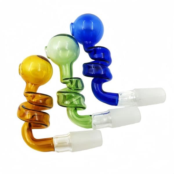 Glass Smoking Oil Burner Pipes Bowls 14mm Male 90 Degree Blend Hand Pipe For Water Hookah Bong