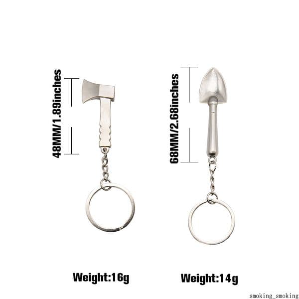 Axe and Shovel Shaped Dabber Dab Wax Tool Mini Tools Metal Waxy Dry Herb Herbal Spoon for Sniffer Snorter Snuff Smoking with Keychain